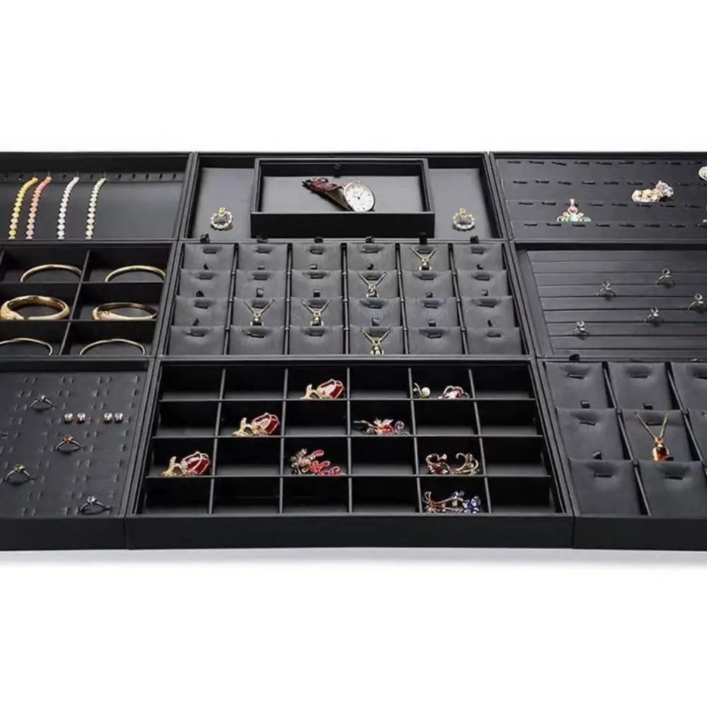 Stackable Jewelry Display Tray Multi Compartments Flat Bottom Bracelets Storage Organizer Wear-resistant Waterproof