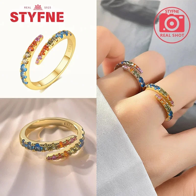 925 Sterling Silver Rings Stackable Colored Shiny Zircon for Women Original Silver 925 Wedding Ring Fine Jewelry Gift