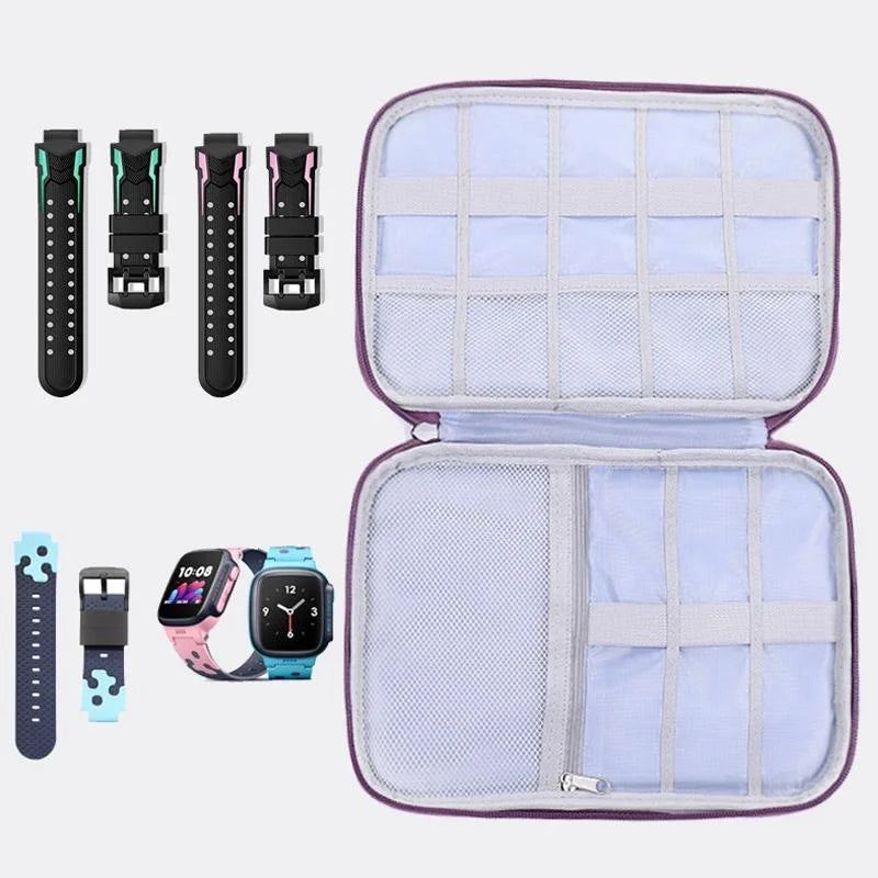 Smart Watch Band Organizer,Nylon Waterproof Watch Bands Storage Bag,Portable Electronics Travel Watch Straps Carrying Case Pouch