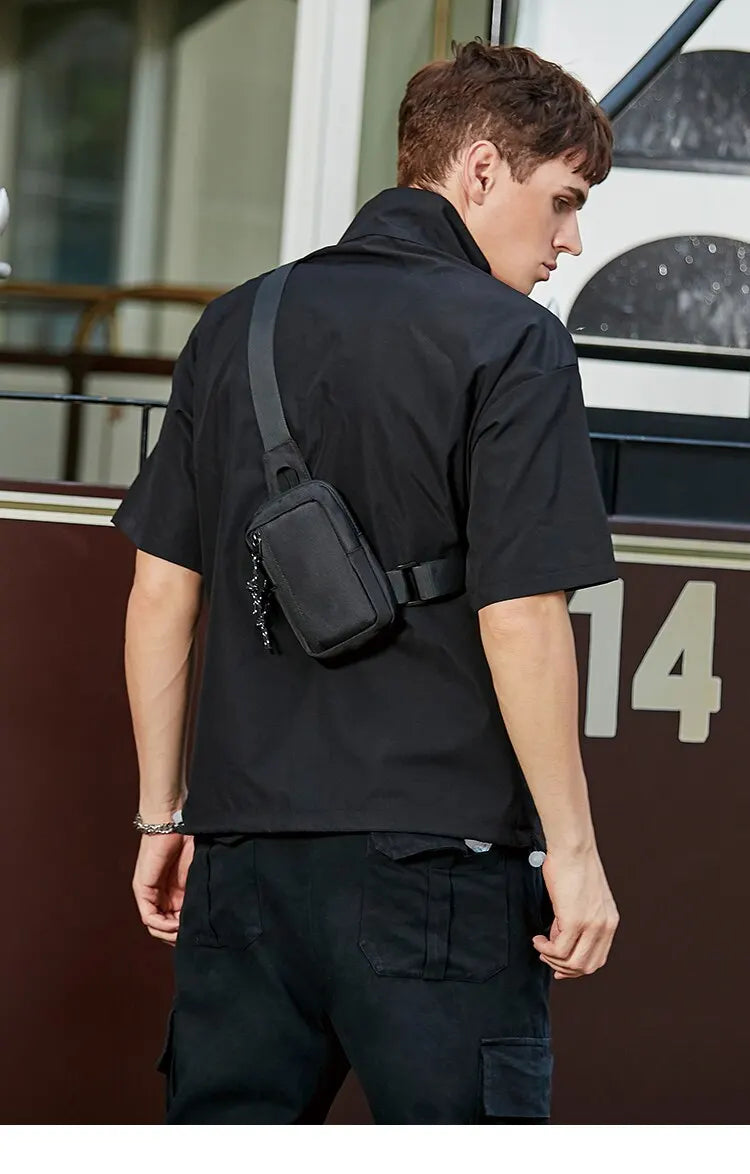 Crossbody Bag Men's Trendy Brand Japanese Street Trend Sports Mini Chest Bag Ins Men's Diagonal Shoulder Bag Simple Cross Bag