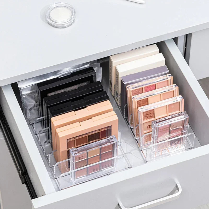 Makeup Organizer Box, 7-Compartment Clear Storage Shelf, Multi-Cell Display for Cosmetics, Blush, Eyeshadow,Space-Saving Durable
