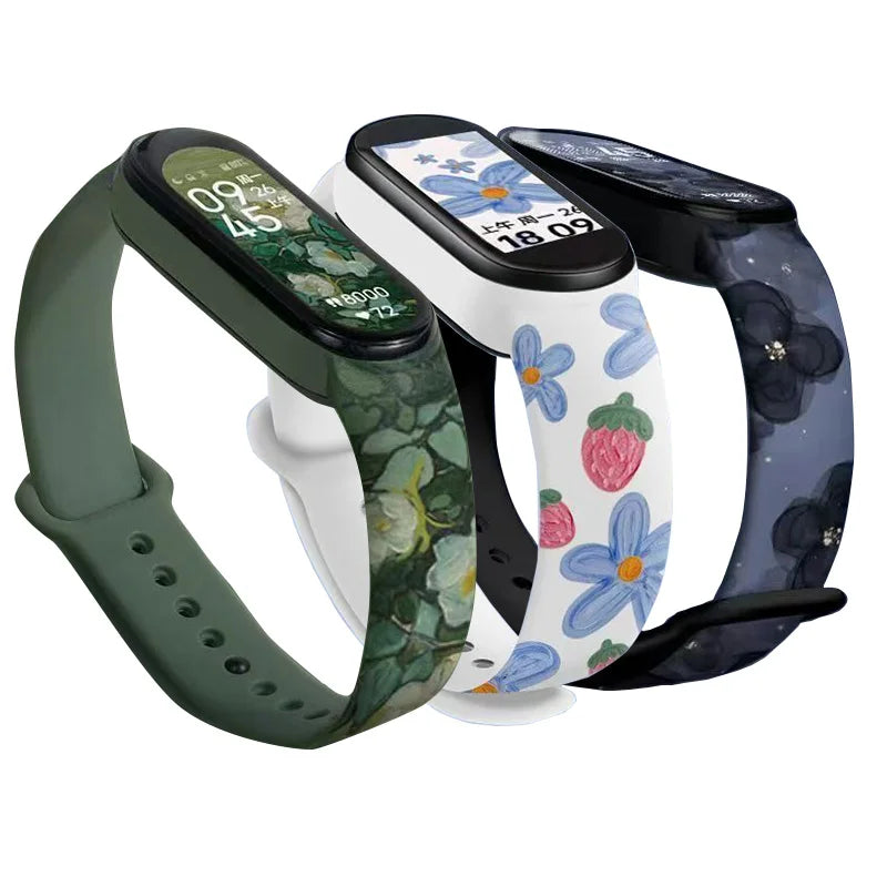 Wristband Bracelet Watchband 4 3 For Mi Band10 9 8 Bracelet Millet Strap Band MiBand 7 6 5 Smart Wriststrap Printing Accessories