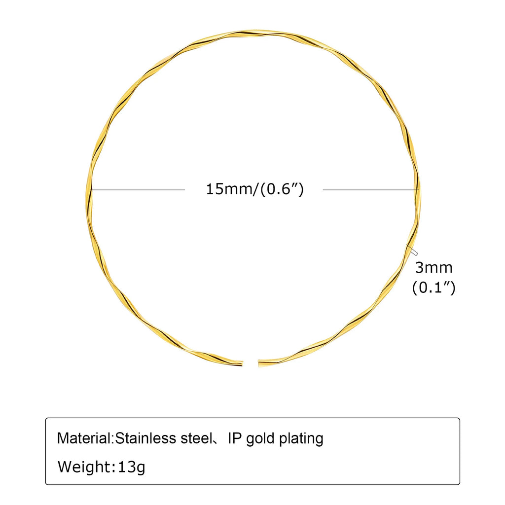Minimalist Torques Necklace for Women,Reszie Twist Cuffs Neck Jewelry, Stainless Steel Gold Plated Choker Female Anti-allergic