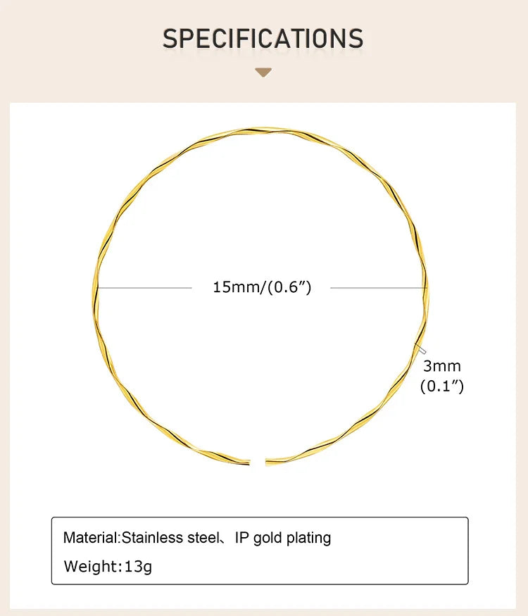 Minimalist Torques Necklace for Women,Reszie Twist Cuffs Neck Jewelry, Stainless Steel Gold Plated Choker Female Anti-allergic
