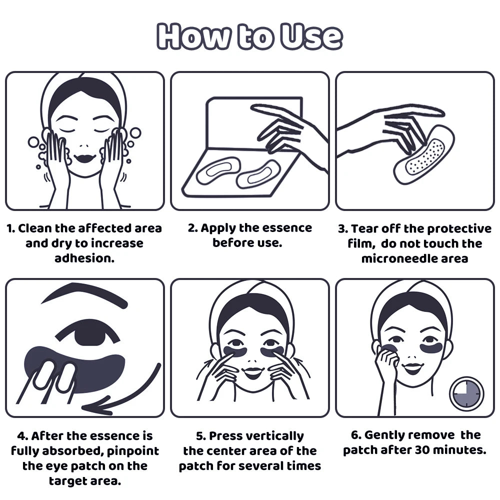 Hyaluronic Acid Microneedle Eye Patches Mask For Anti Aging Dark Circles Moisturizing Under Eye Gel Pads Skin Care
