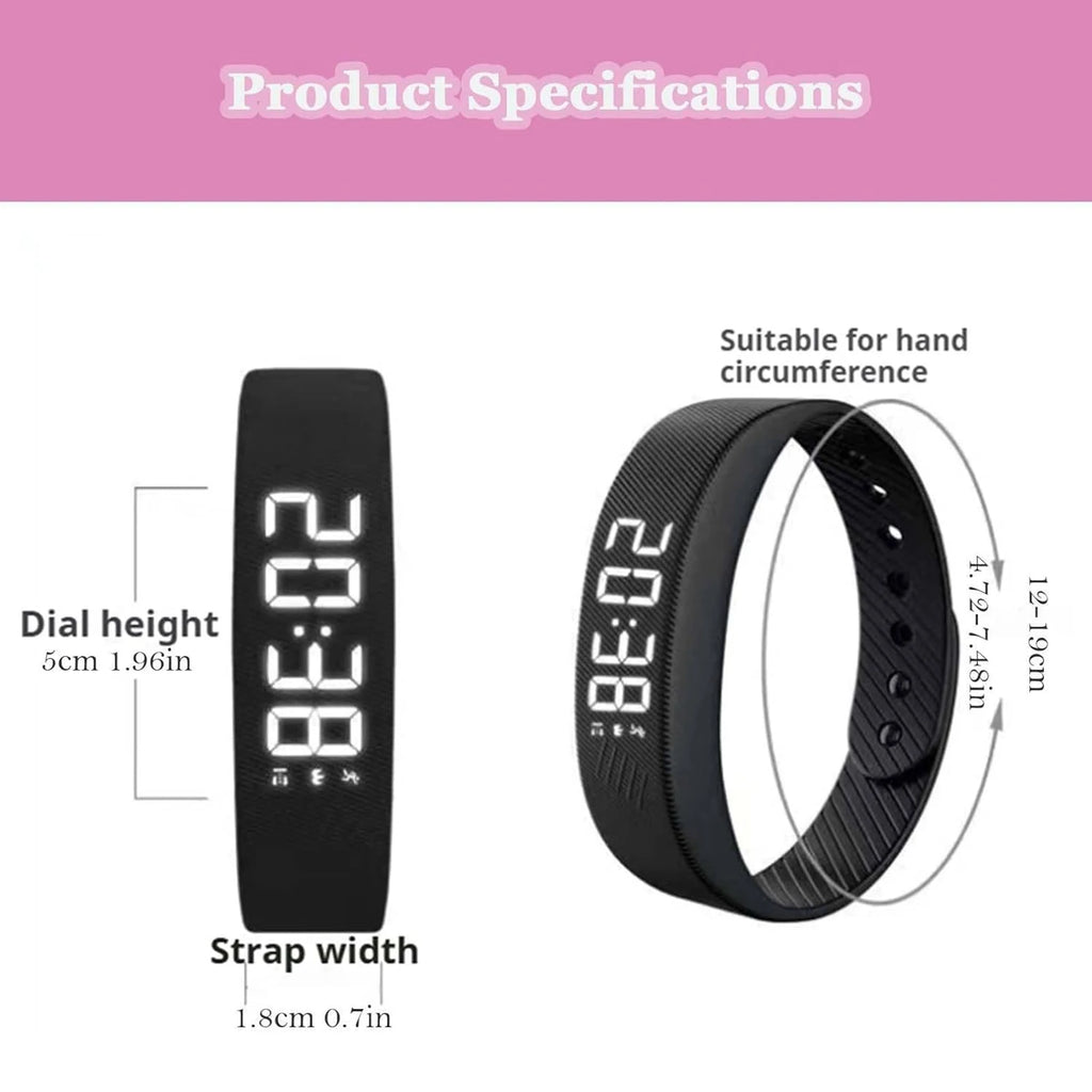  Smart Bracelet Vibrating Alarm Wristband W/Step Counter Pedometer Silent Vibration Alarm Watch Unique for Deepsleepers Elderly
