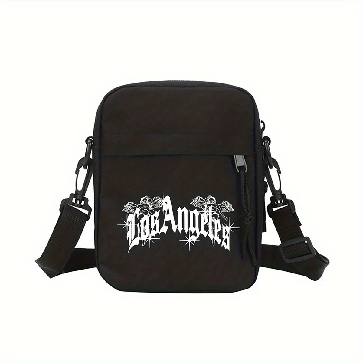 Los Angeles printed crossbody bag: Adjustable shoulder strap, lightweight and foldable, zipper bag, suitable for daily commuting