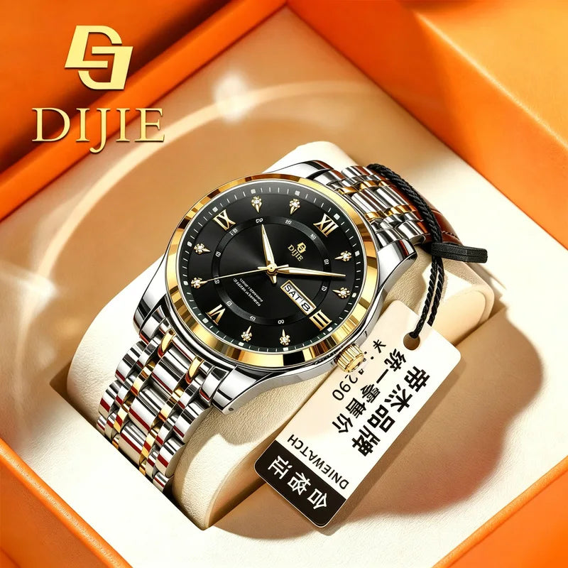 Trendy steel-band men's watch, exuding elegance, a popular casual and minimalist design, high-quality, versatile for business an