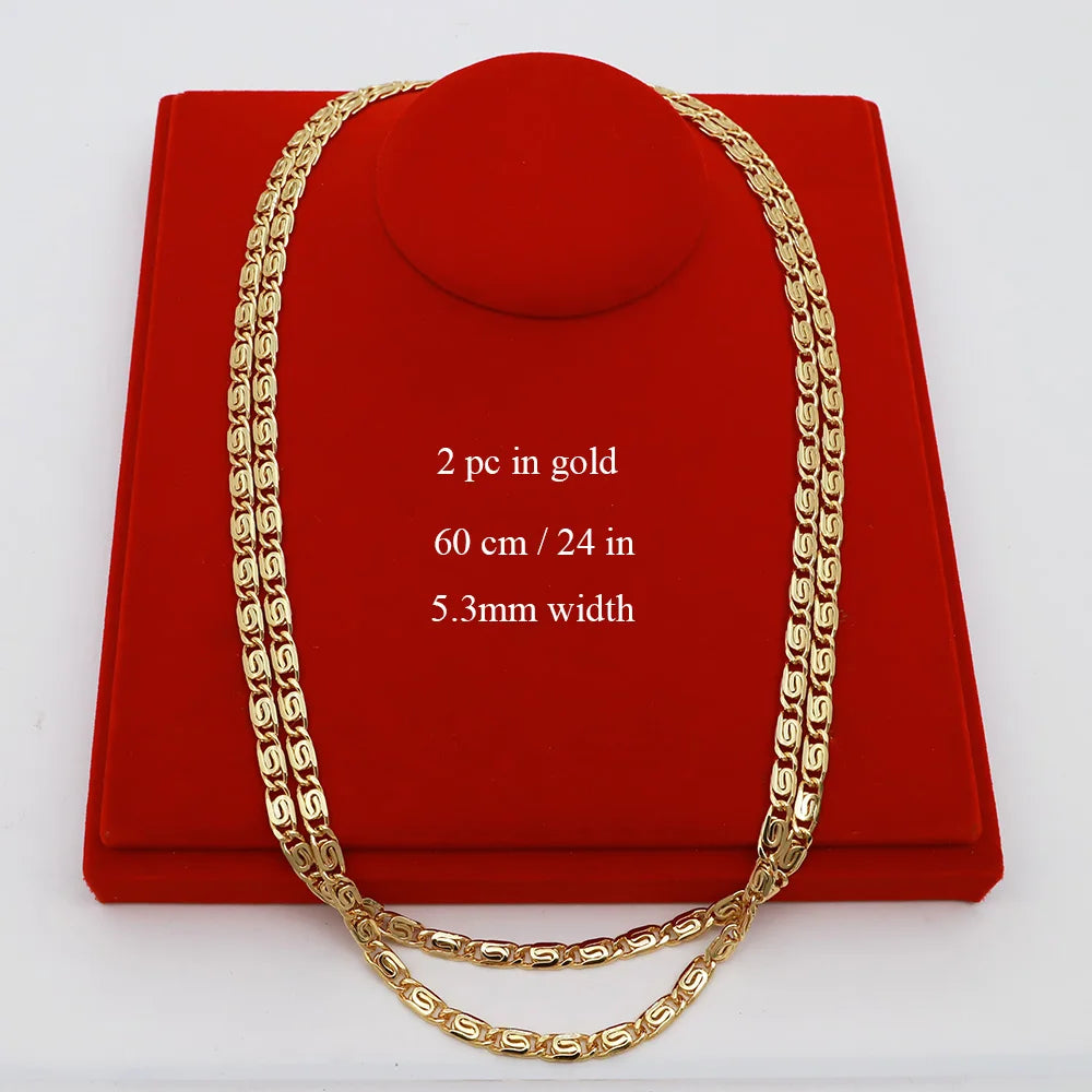 60cm 5.3mm Minimalist Necklace Fashion 18k Gold Plated Jewelry for Men And Women Suitable for Daily Wear