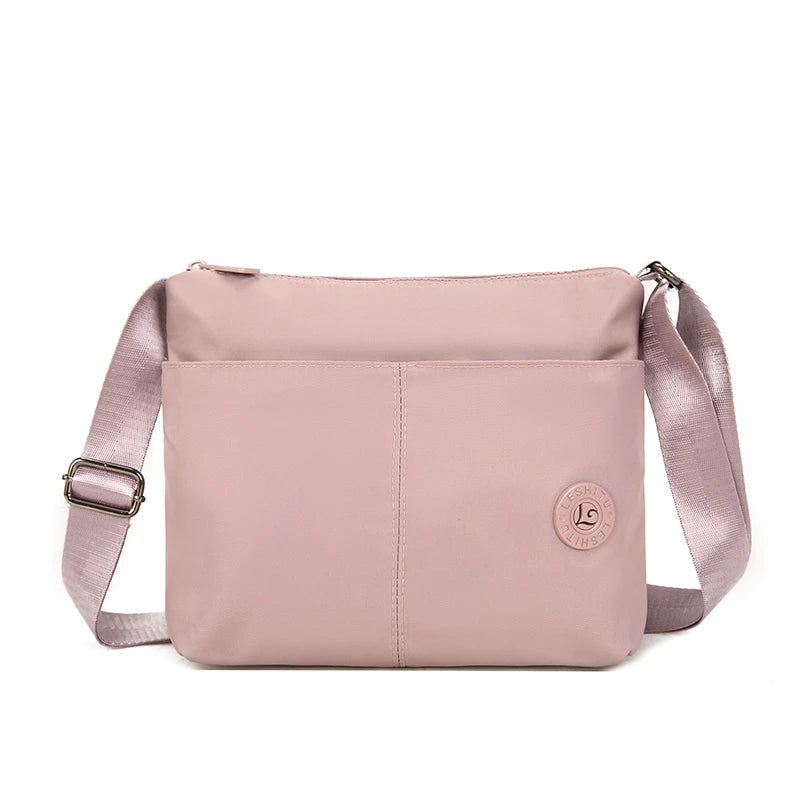 Women Crossbody Bag Multi-Pocket Organizer Lightweight Nylon Wide Strap Messenger Purse Commute Travel Outdoor Solid Minimalist