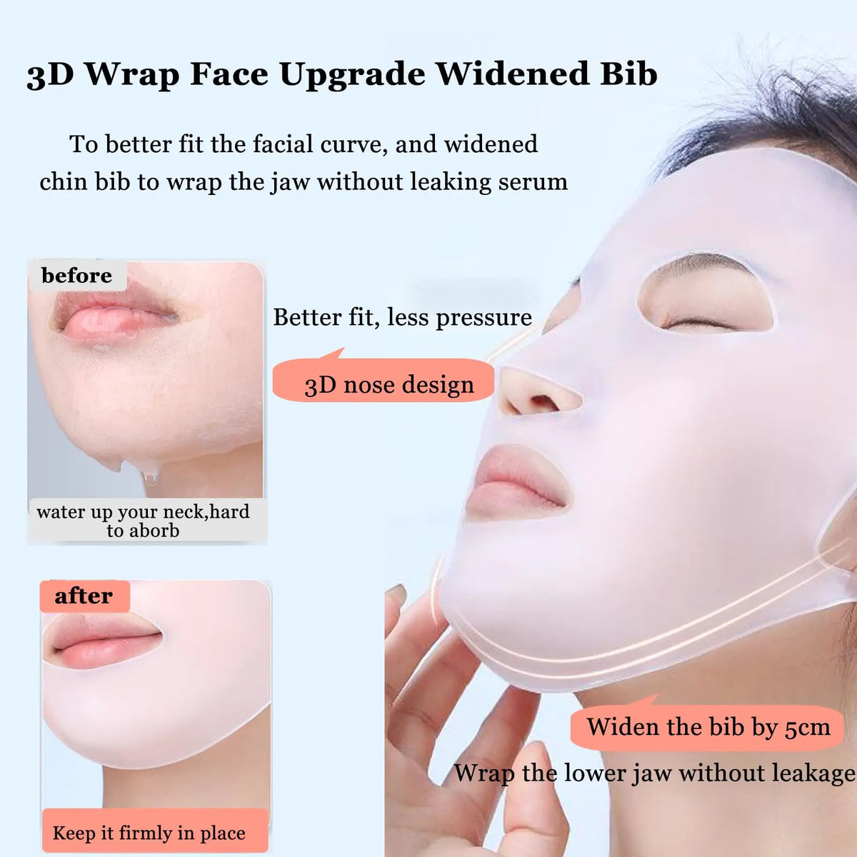 1 Piece Of Reusable Silicone Mask, Can Be Used With Moisturizing Masks To Keep Facial Skin Elastic ，Available In Multiple Colors