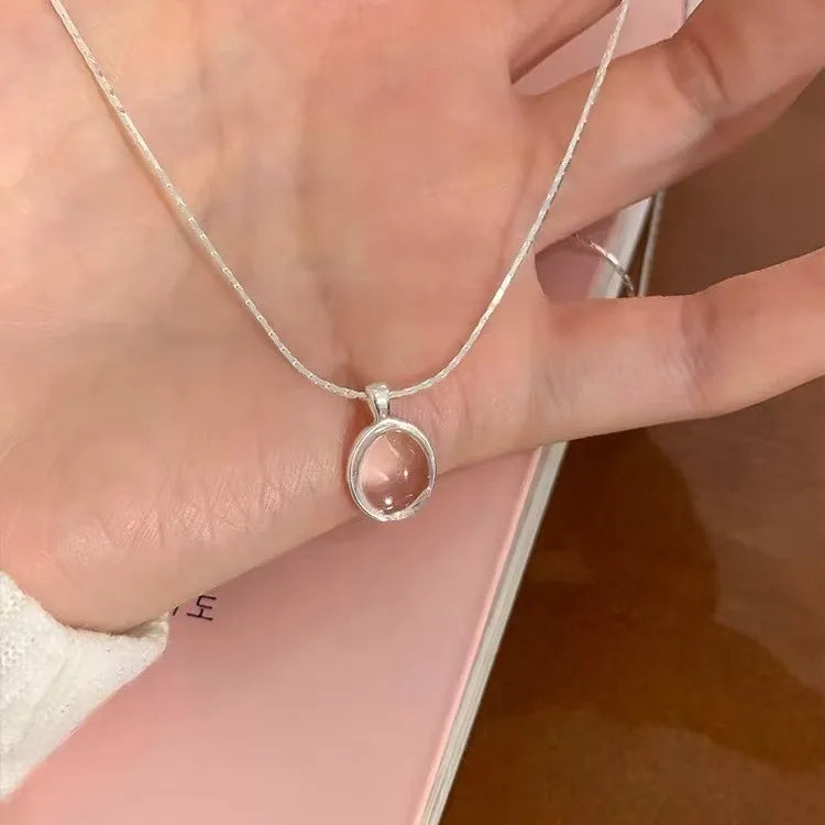 Silver Color Minimalist Round Geometric Necklaces for Charming Women Romantic Fashion Jewelry Sweet Accessories