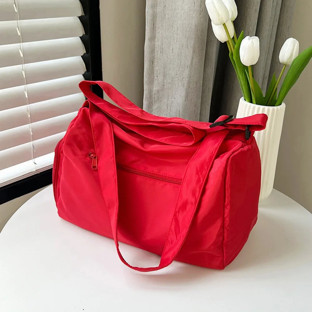 Fashionable Solid Color Crossbody Tote Bags Canvas Large Capacity Sports Shoulder Bag Niche Design Casual Gym Fitness Bag Girls