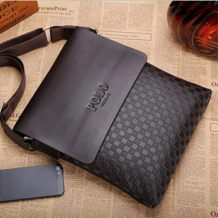 Men's One Shoulder Crossbody Bag Korean Version Trendy Checkerboard Pattern Embossed New Casual Business Bag Bags for Men