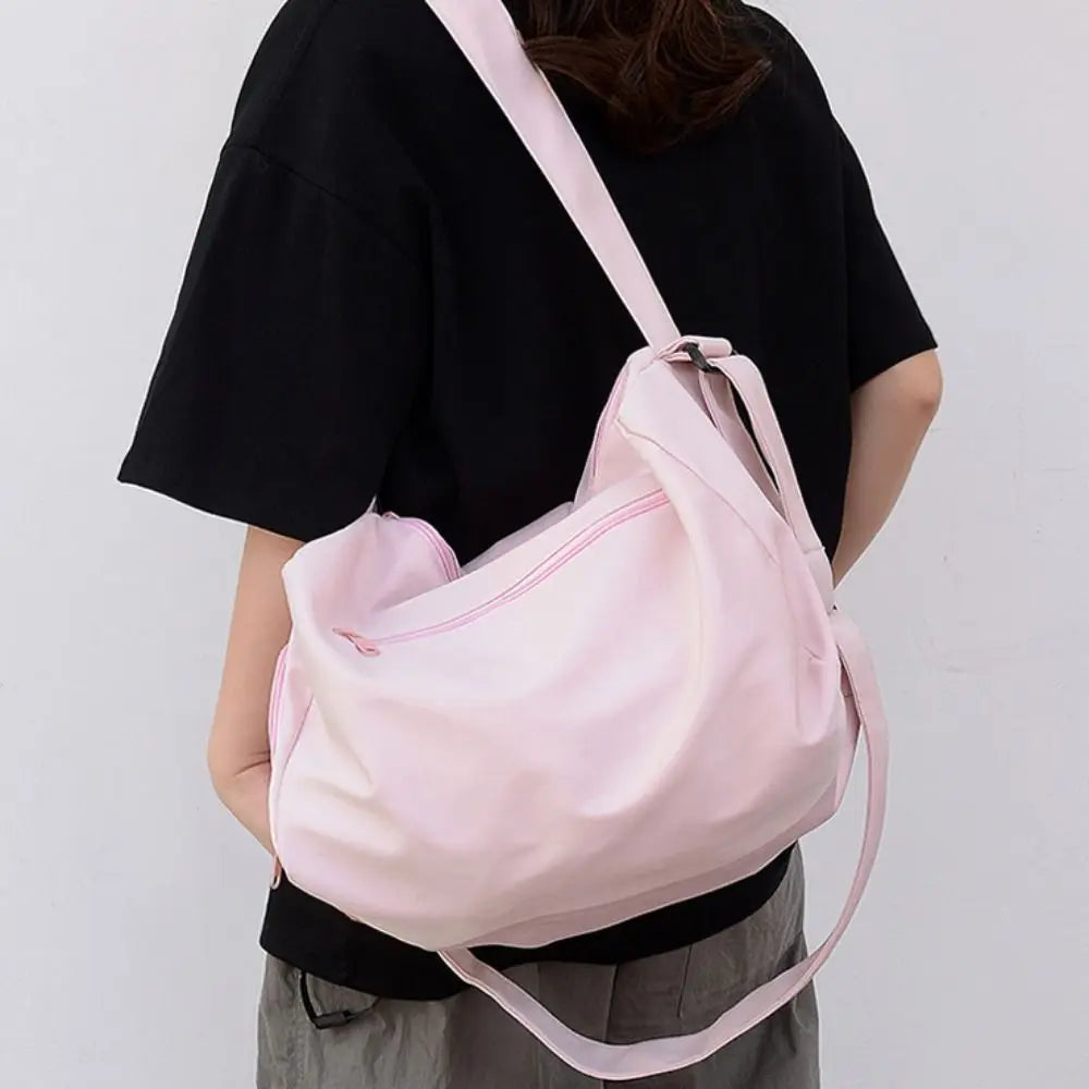 Fashionable Solid Color Crossbody Tote Bags Canvas Large Capacity Sports Shoulder Bag Niche Design Casual Gym Fitness Bag Girls