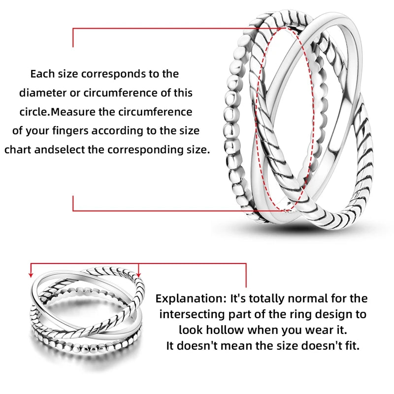Original 925 Sterling Silver Rings Stackable Infinite Silver Zircon Ring For Women Wedding Anniversary Birthday Jewelry Gift Hot