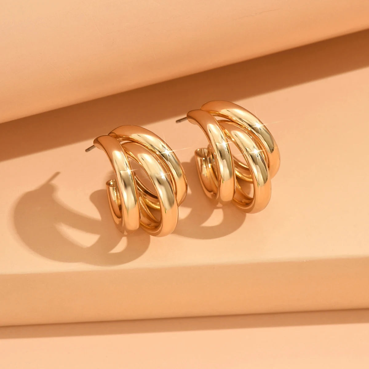 Elegant Gold Color Circled Hoop Earring for Woman Metal Elegant Vintage Geometric  Luxury Earrings Party Jewelry Gifts