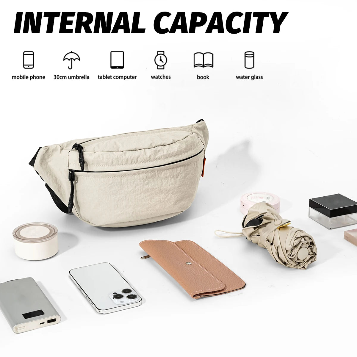 2026 Crossbody Bag for Men and Women, Casual Multifunctional Waist Bag, Autumn Large-Capacity Sports Outdoor Commuting Shoulder Bag for Hiking