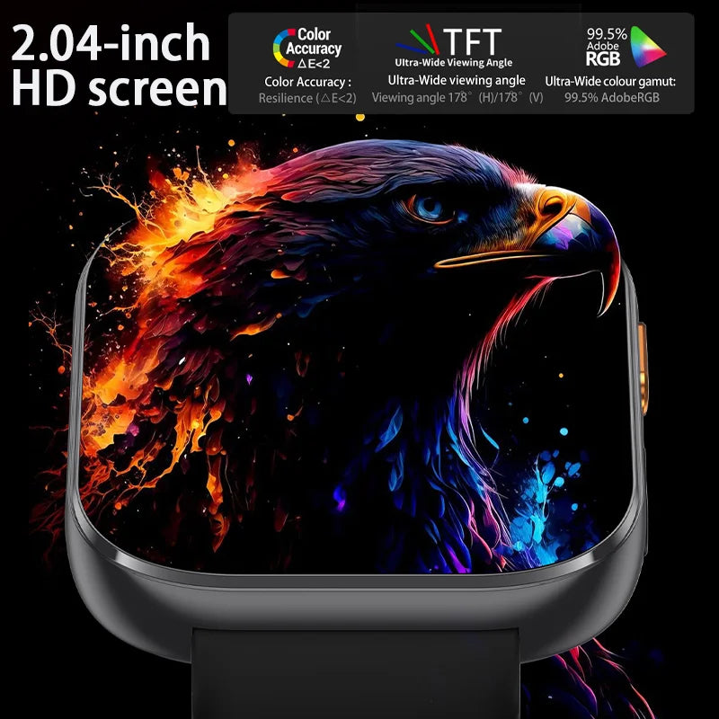 2026 new outdoor sports smartwatch,2.04 high-definition large screen,1000mAh large battery, ultra long battery life,holiday gift