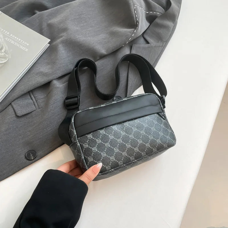 Women Stylish Crossbody Bag, Modern Geometric Pattern, Black Brown Versatile Design, Daily Commute, Casual Outings Messenger Bag