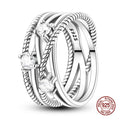 Original 925 Sterling Silver Rings Stackable Infinite Silver Zircon Ring For Women Wedding Anniversary Birthday Jewelry Gift Hot