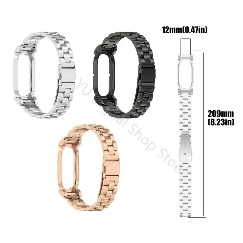 96BA Smartwatch Replacement Strap, Metal Bracelet Band with Link-Row Design for Commutes, Office Wear and Daily Use