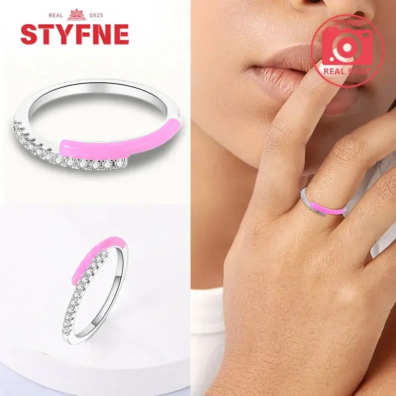925 Sterling Silver Rings Stackable Colored Shiny Zircon for Women Original Silver 925 Wedding Ring Fine Jewelry Gift