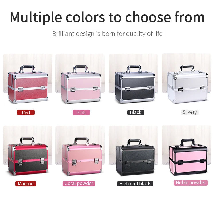 Makeup Case Cosmetic Organizer Case Extra Large 12 Inch 6 Trays Portable Makeup Organizer Case Make Up Carrying Box