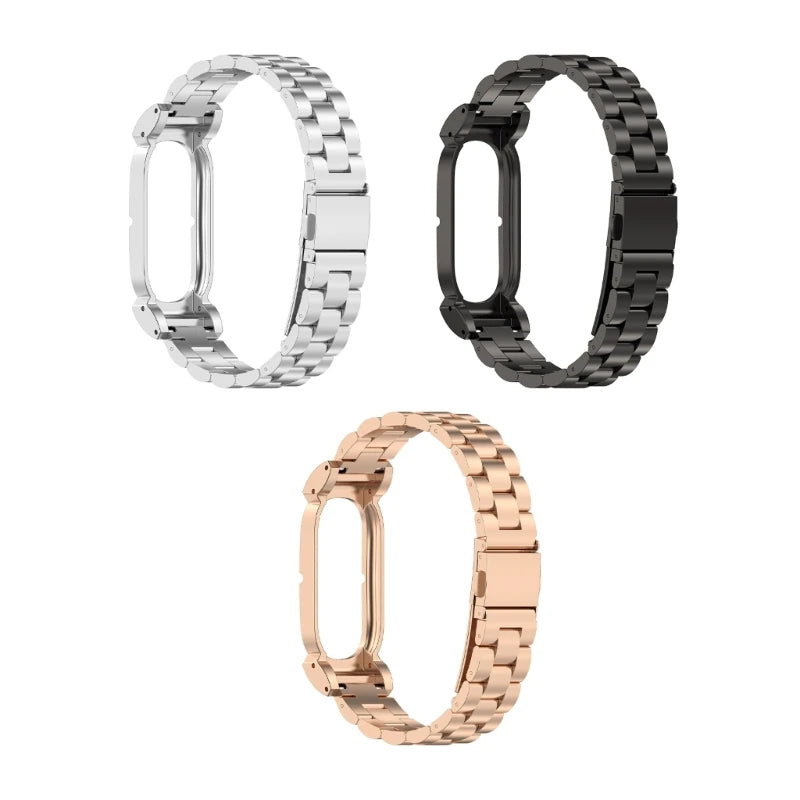96BA Smartwatch Replacement Strap, Metal Bracelet Band with Link-Row Design for Commutes, Office Wear and Daily Use