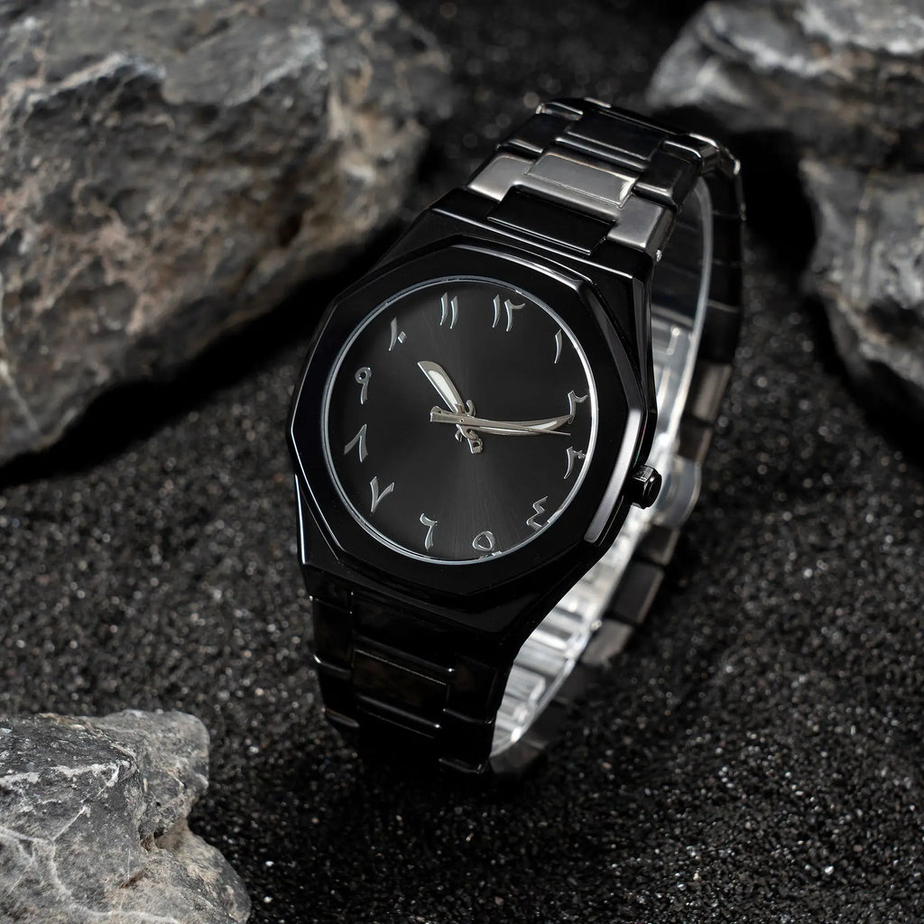 Fashion Luxury Casual Watch For Men Arabic Numeral Dial Stainless Steel Band Waterproof Men's Wristwatch