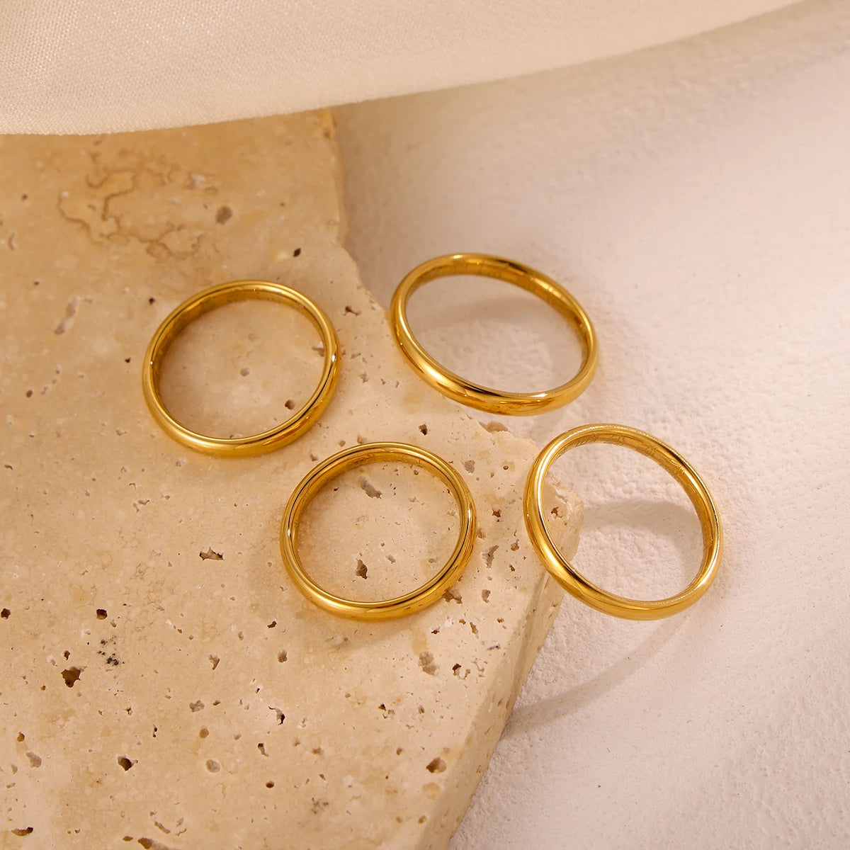 Minimalist Simple Gold Plated Stainless Steel Stackable Rings for Women Skinny Basic Round Circle Women Ring