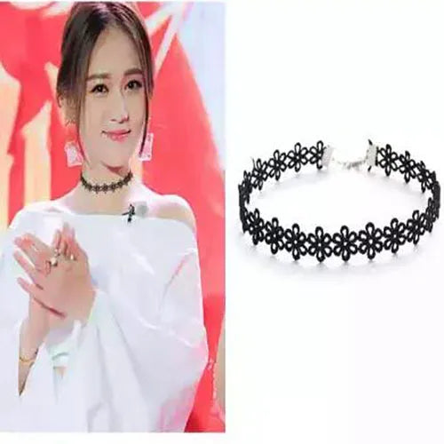 Black Minimalist Choker Necklace with Pendant for Women, Vintage Boho Statement Necklace, Gift Wedding Party Casual Chic Trendy