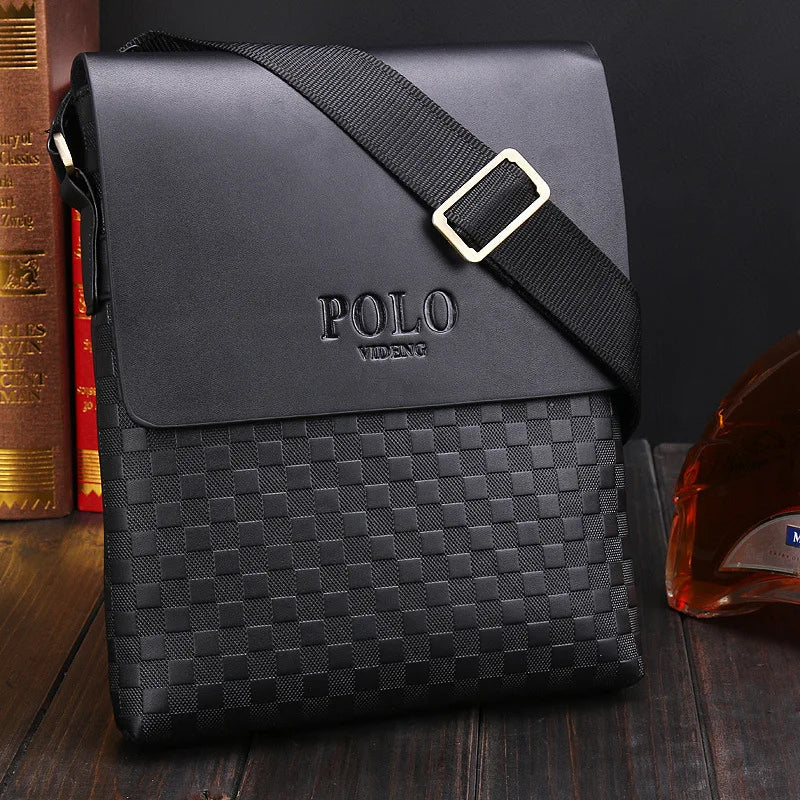 Men's One Shoulder Crossbody Bag Korean Version Trendy Checkerboard Pattern Embossed New Casual Business Bag Bags for Men