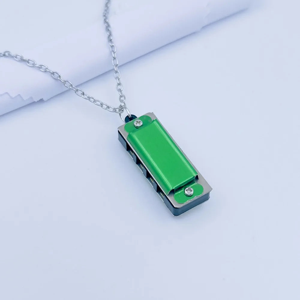 New 4-hole 8-tone Necklace Harmonica Metal Woodwind Harmonica Chain Mini Mini Musical Instrument Gift