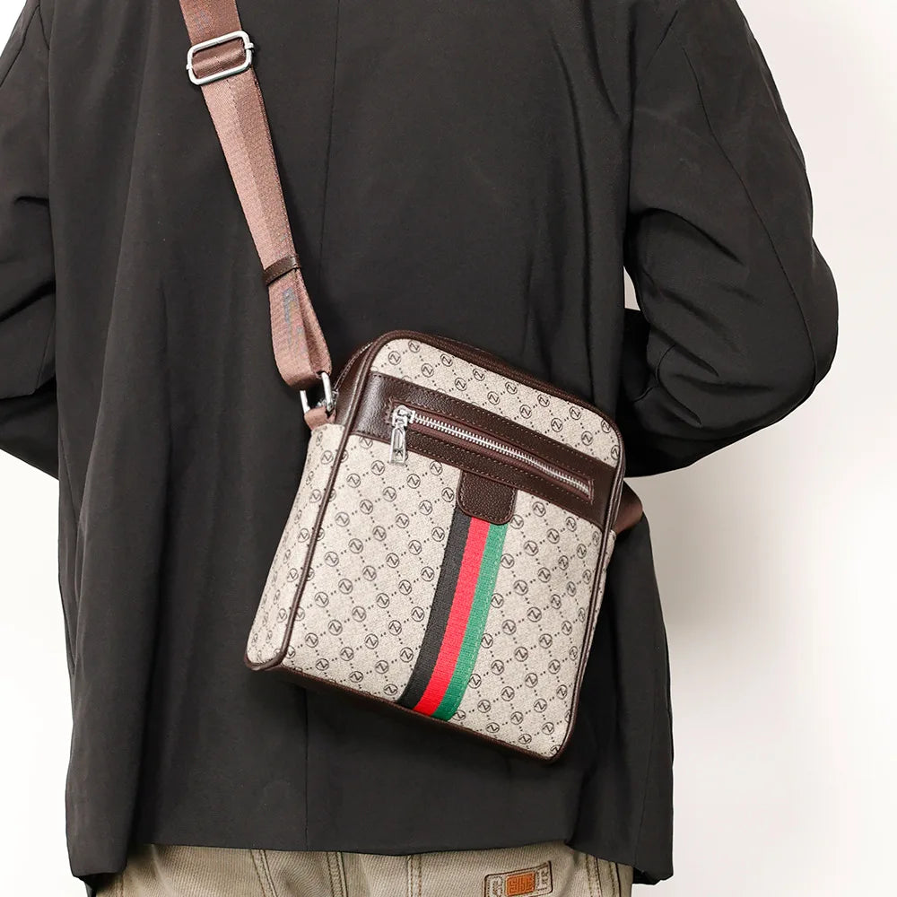 Square Crossbody Bag Men Luxury Design Men's Crossbody Bags Fashion Plaid Letter Printed Shoulder Bag Male Sling Messenger Bag