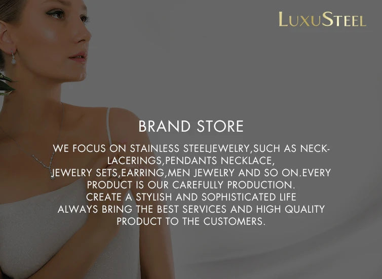 LUXUSTEEL Fashionable Drop Earring for Women Stainless Steel Golden Elegant Hoop Earrings Geometric Jewelry Party Gifts