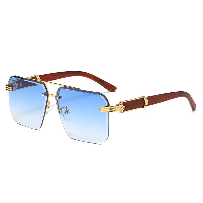 A Pair of Textured Double-Bridge Trendy Fashion Sunglasses, Suitable for Streetwear, Parties, Music Festivals, Gifting and Vacat