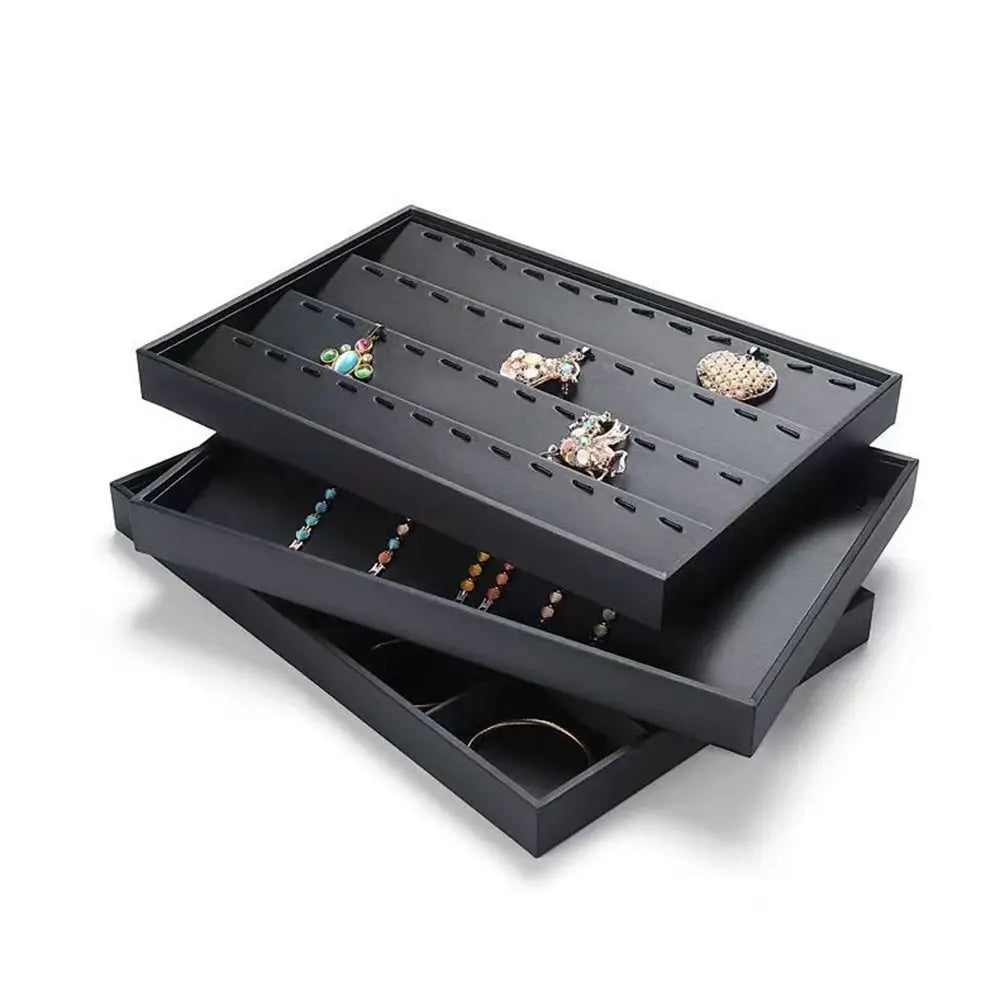 Stackable Jewelry Display Tray Multi Compartments Flat Bottom Bracelets Storage Organizer Wear-resistant Waterproof