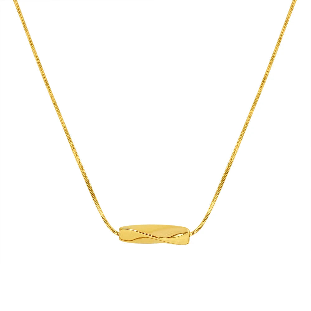Minimalist Stainless Steel Necklace For Women 18K Gold Plated No Tarnish Waterproof Women's Spiral Pendant Neck Chain Necklaces