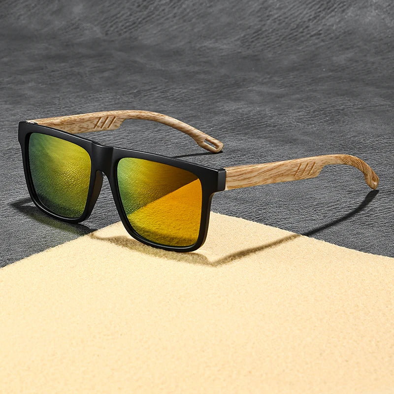 4-Piece Set of Wood-Grain Style Sunglasses – Classic Retro Square Frames, Unisex Comfortable Fit Design, Suitable for Daily Life and Activities, Casual Style, Ordinary Decorative Glasses