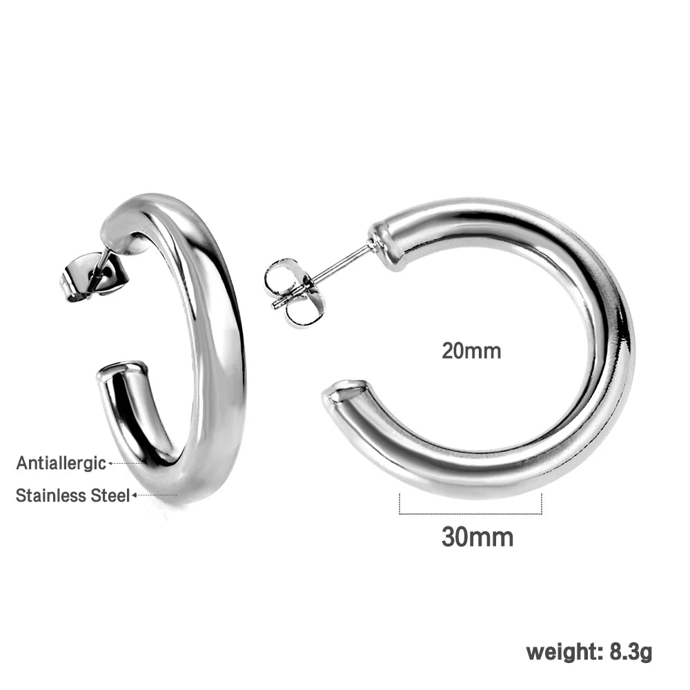 LUXUSTEEL Fashionable Drop Earring for Women Stainless Steel Golden Elegant Hoop Earrings Geometric Jewelry Party Gifts