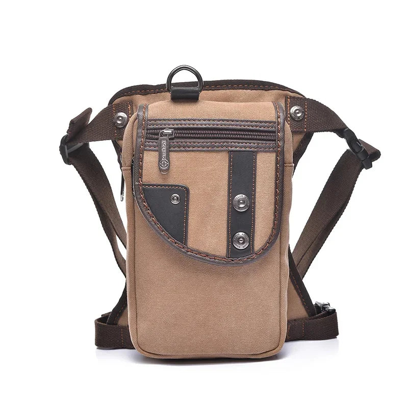 Men's Univesial Thigh Crossbody Bags Retro Fashion Outdoor Sports Belt Leg Bag Motorcycle Waterproof Canvas Waist Pack