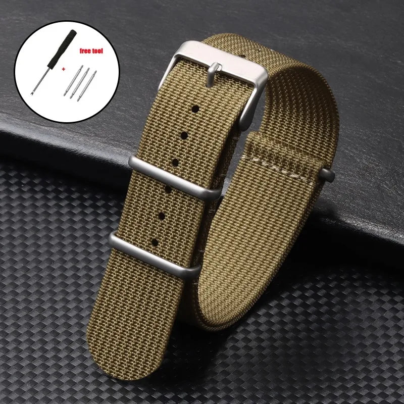 Military Nylon Smartwatch Band 18mm 20mm 22mm Universal Men Women Canvas Strap Fabric Army Replacement Wristbelt Sport Bracelets