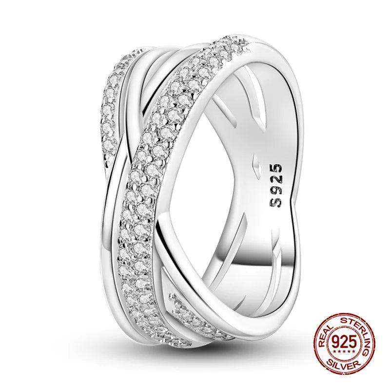 Original 925 Sterling Silver Rings Stackable Infinite Silver Zircon Ring For Women Wedding Anniversary Birthday Jewelry Gift Hot
