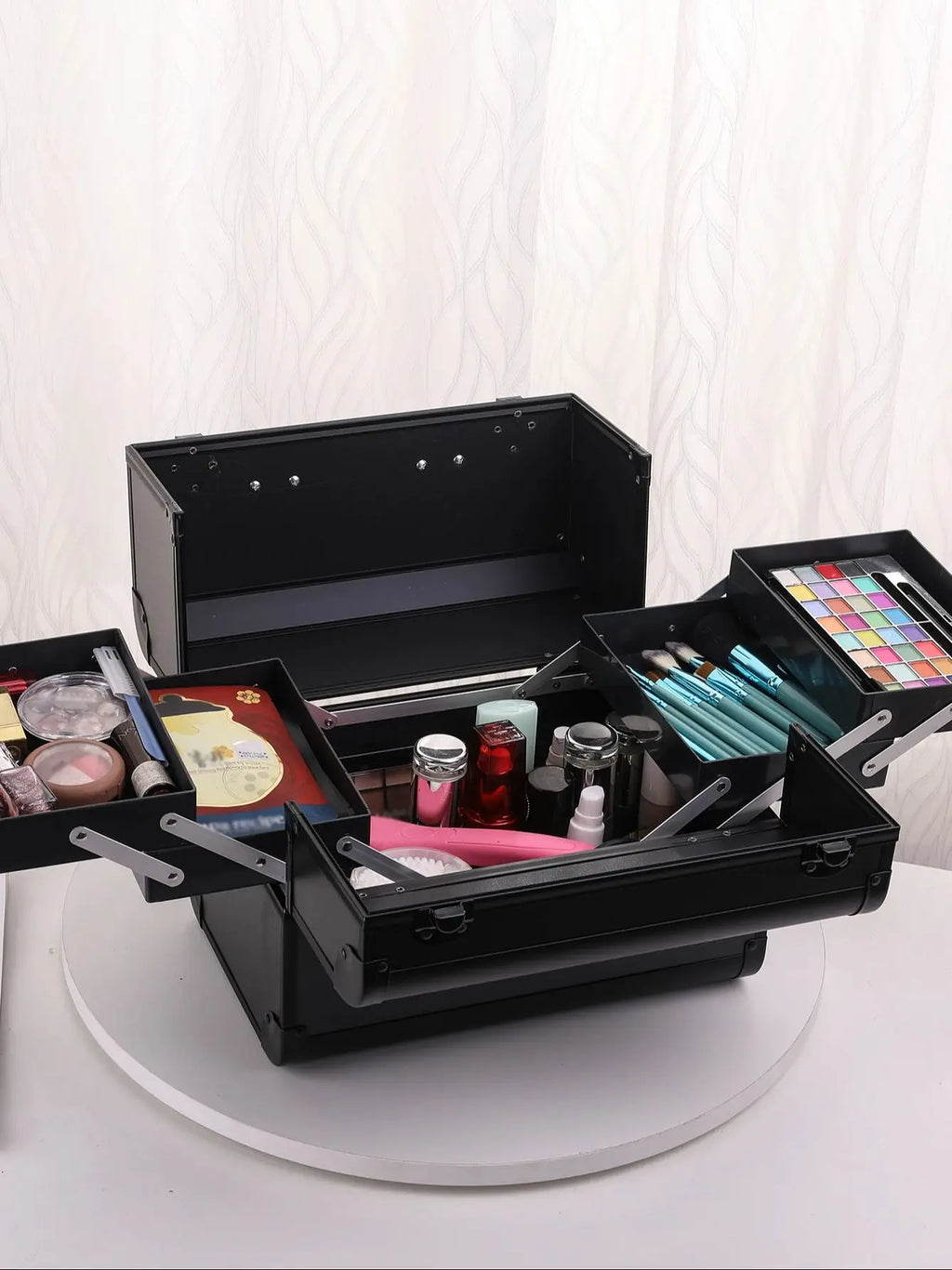 Makeup Case Cosmetic Organizer Case Extra Large 12 Inch 6 Trays Portable Makeup Organizer Case Make Up Carrying Box