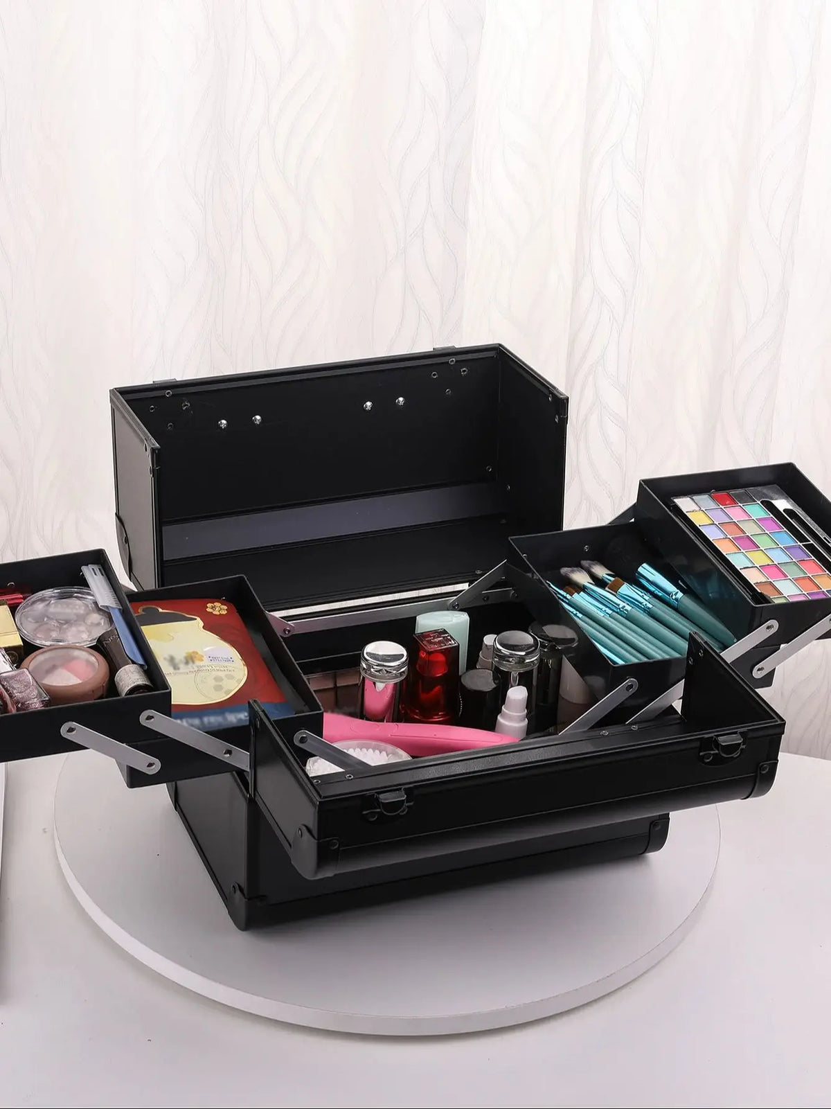 Makeup Case Cosmetic Organizer Case Extra Large 12 Inch 6 Trays Portable Makeup Organizer Case Make Up Carrying Box