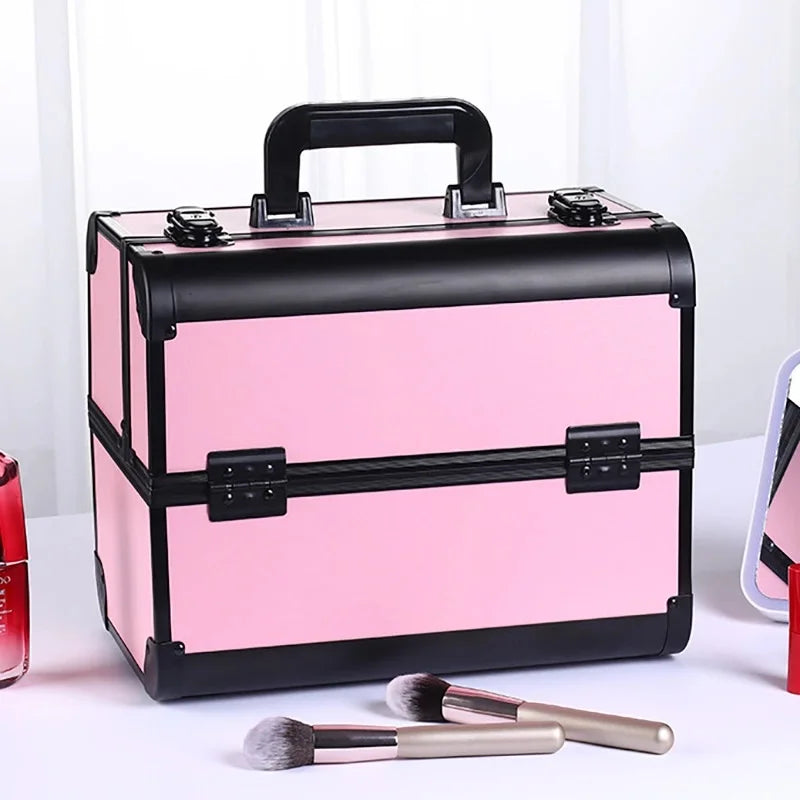 Makeup Case Cosmetic Organizer Case Extra Large 12 Inch 6 Trays Portable Makeup Organizer Case Make Up Carrying Box
