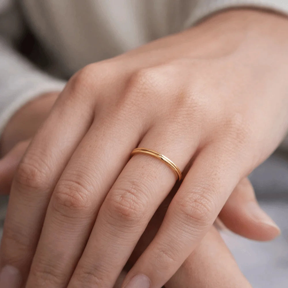 Durable Stackable Plain Band Rings 2MM Twist Design Thin Rings Minimalist Style Smooth Titanium Steel Rings Party Jewelry