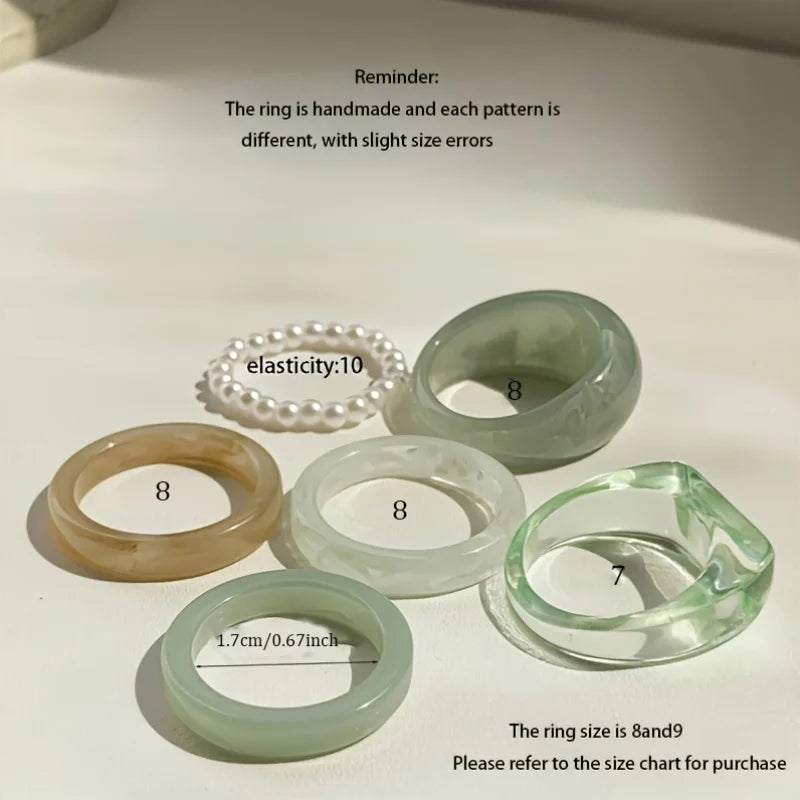 6 Bohemian retro style women's fashionable and elegant stackable multi-color rings for daily banquet wear