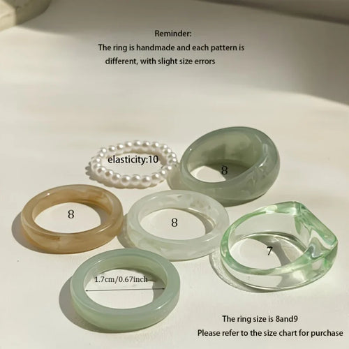 6 Bohemian retro style women's fashionable and elegant stackable multi-color rings for daily banquet wear